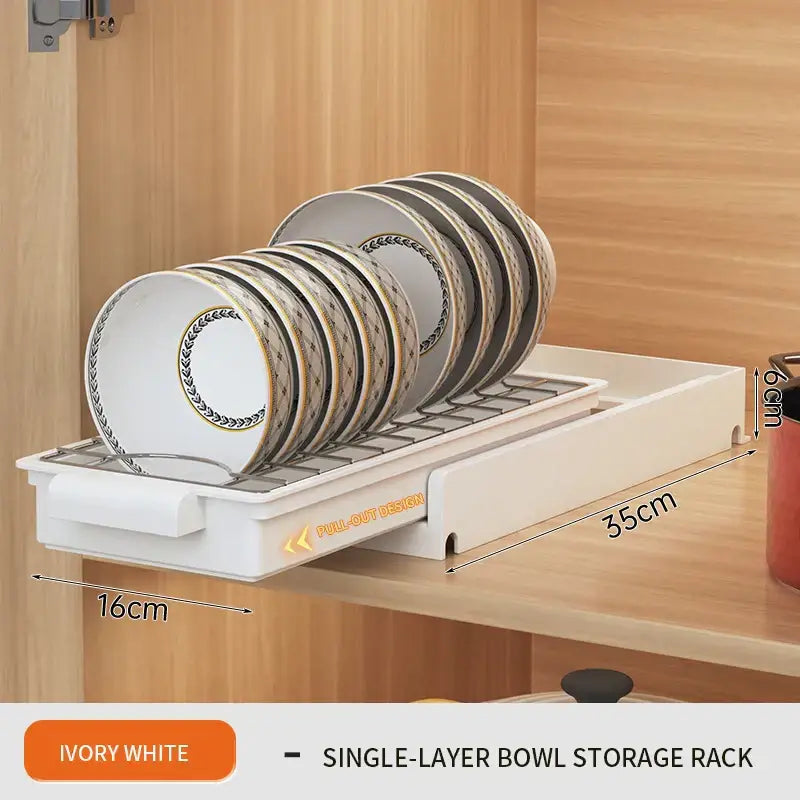 White two tier sliding drawer organizer kitchen storage rack
