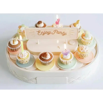 White two tiered rotating dessert table sushi machine dining room
