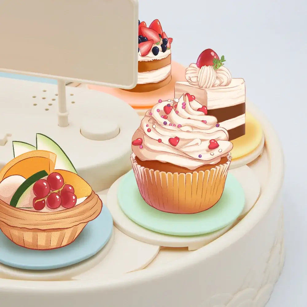 White two tiered rotating dessert table sushi machine dining room