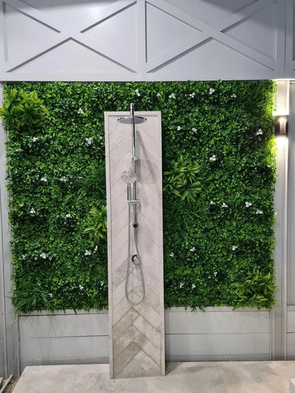 White Oasis Artificial Vertical Garden Green Wall Panel 40×40in 11 SQ FT – UV Resistant – Commercial Grade