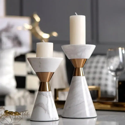 White volakos marble wedding candlesticks gold metal dining room decor