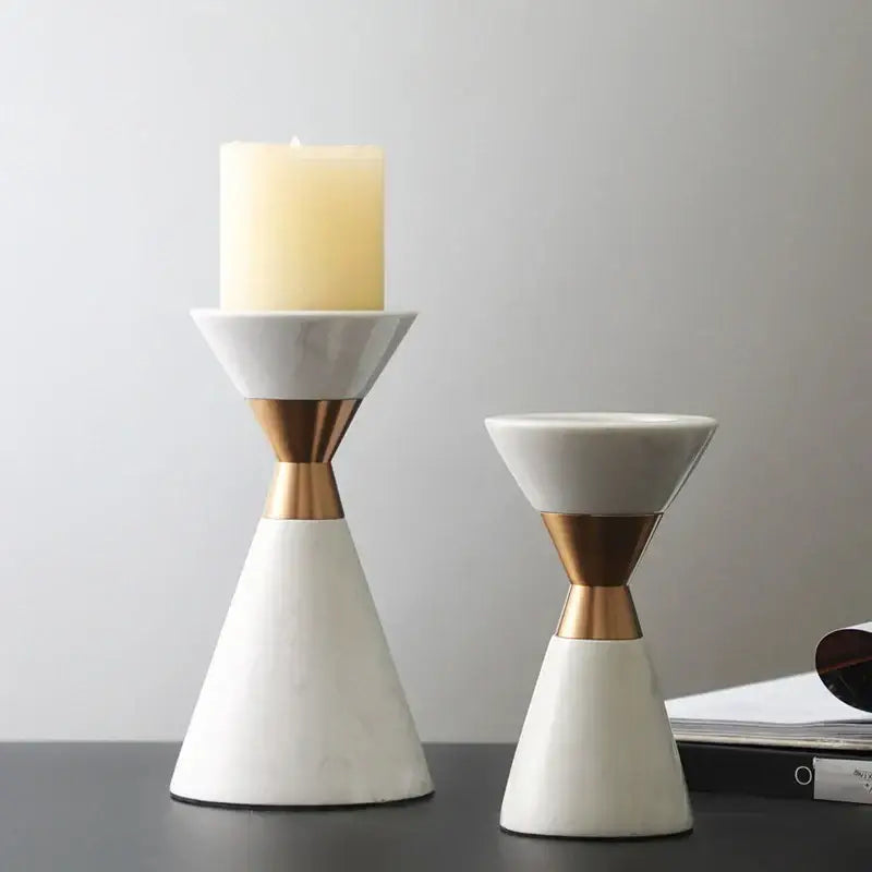 White volakos marble wedding candlesticks gold metal dining room decor
