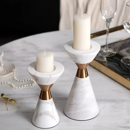 White volakos marble wedding candlesticks gold metal dining room decor