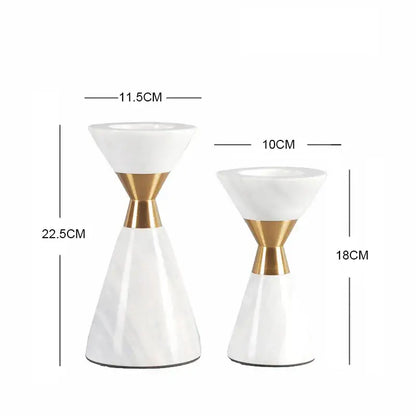 White volakos marble wedding candlesticks gold metal dining room decor
