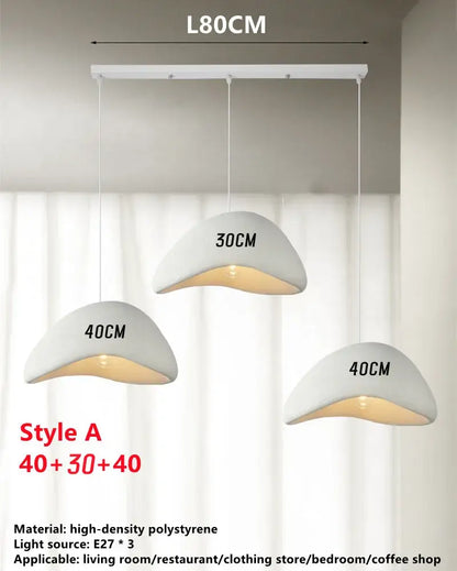 White wabi sabi triple dome pendant lamp dining room