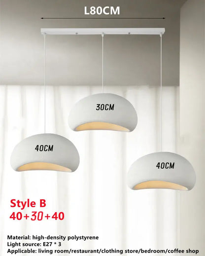 White wabi sabi triple dome pendant lamp dining room