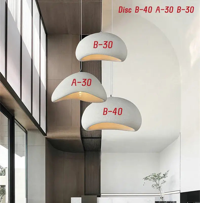 White wabi sabi triple dome pendant lamp dining room
