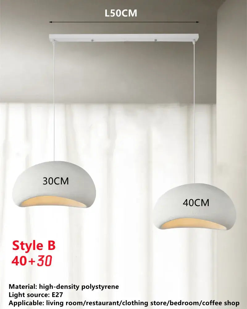 White wabi sabi triple dome pendant lamp dining room
