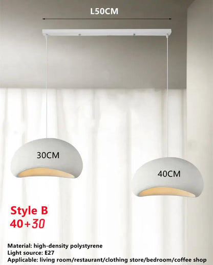 White wabi sabi triple dome pendant lamp dining room