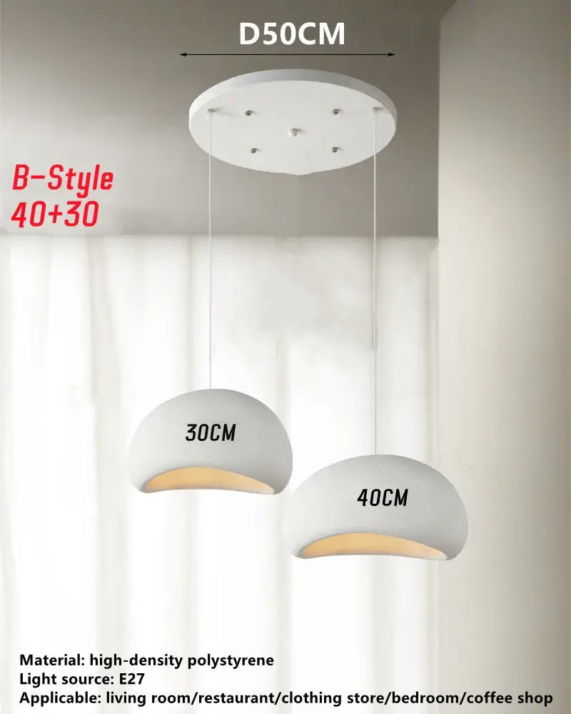 White wabi sabi triple dome pendant lamp dining room