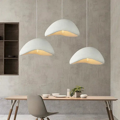 White wabi sabi triple dome pendant lamp dining room