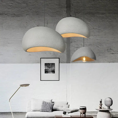 White wabi sabi triple dome pendant lamp dining room