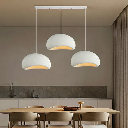 White wabi sabi triple dome pendant lamp dining room