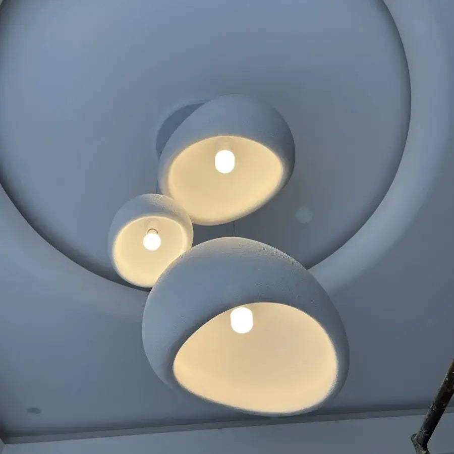 White wabi sabi triple dome pendant lamp dining room