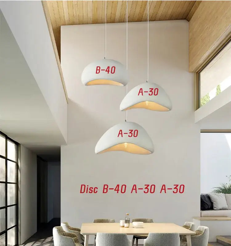 White wabi sabi triple dome pendant lamp dining room