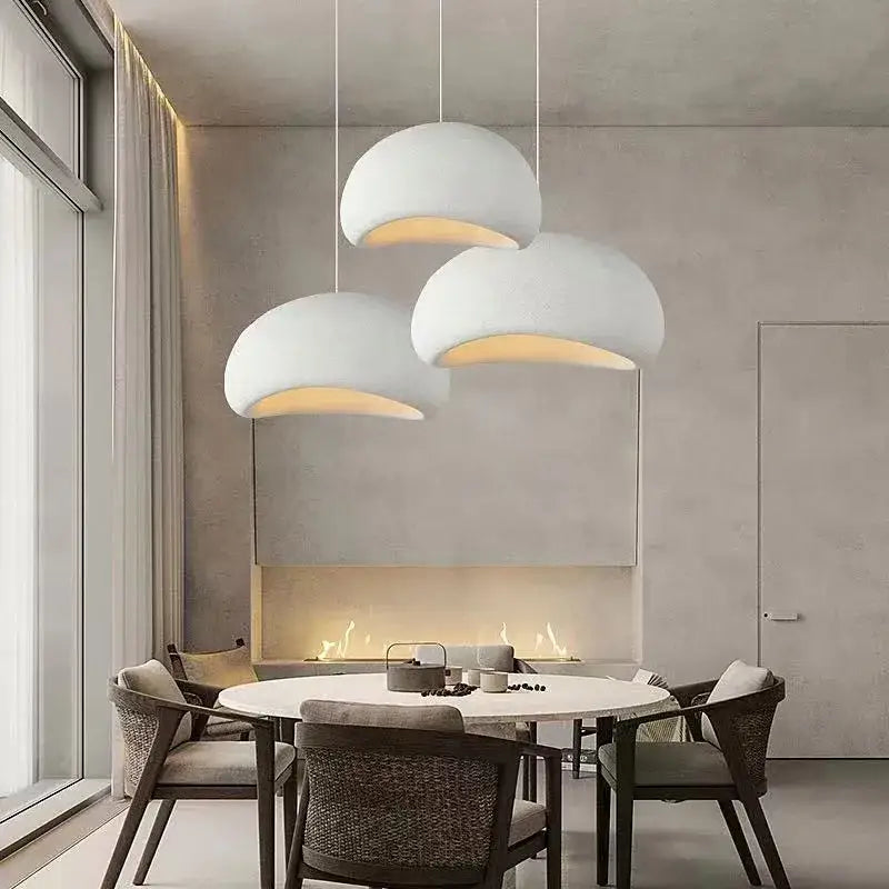 White wabi sabi triple dome pendant lamp dining room