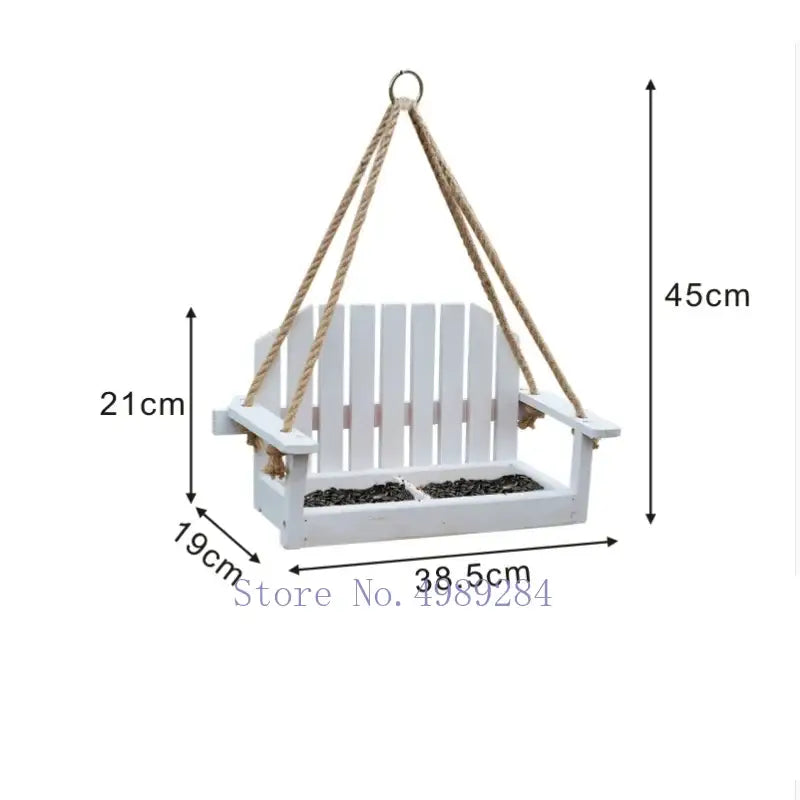 White wooden adirondack bird feeder chair garden decor
