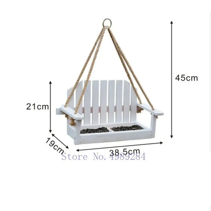 White wooden adirondack bird feeder chair garden decor