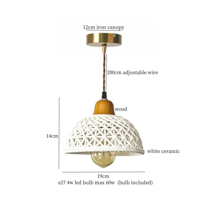 White woven rope ceramic led pendant light for kitchen dining room