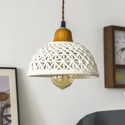 White woven rope ceramic led pendant light for kitchen dining room