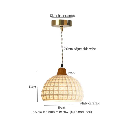 White woven rope ceramic led pendant light for kitchen dining room