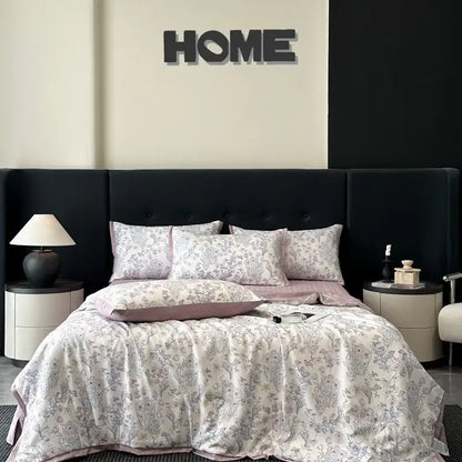White zebra print cool silk summer quilt set bedroom bedding