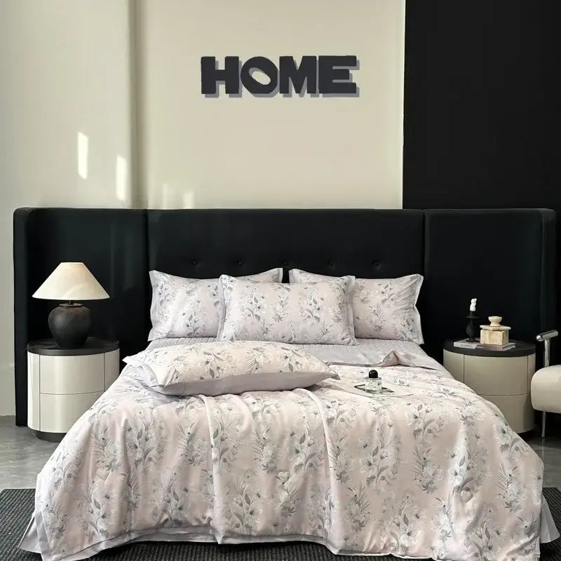 White zebra print cool silk summer quilt set bedroom bedding