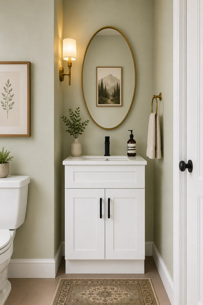 24 Inch White Shaker Single Sink Bathroom Vanity