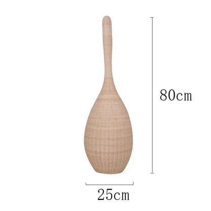 Wicker dark brown bamboo floor lamp living room warm light decor
