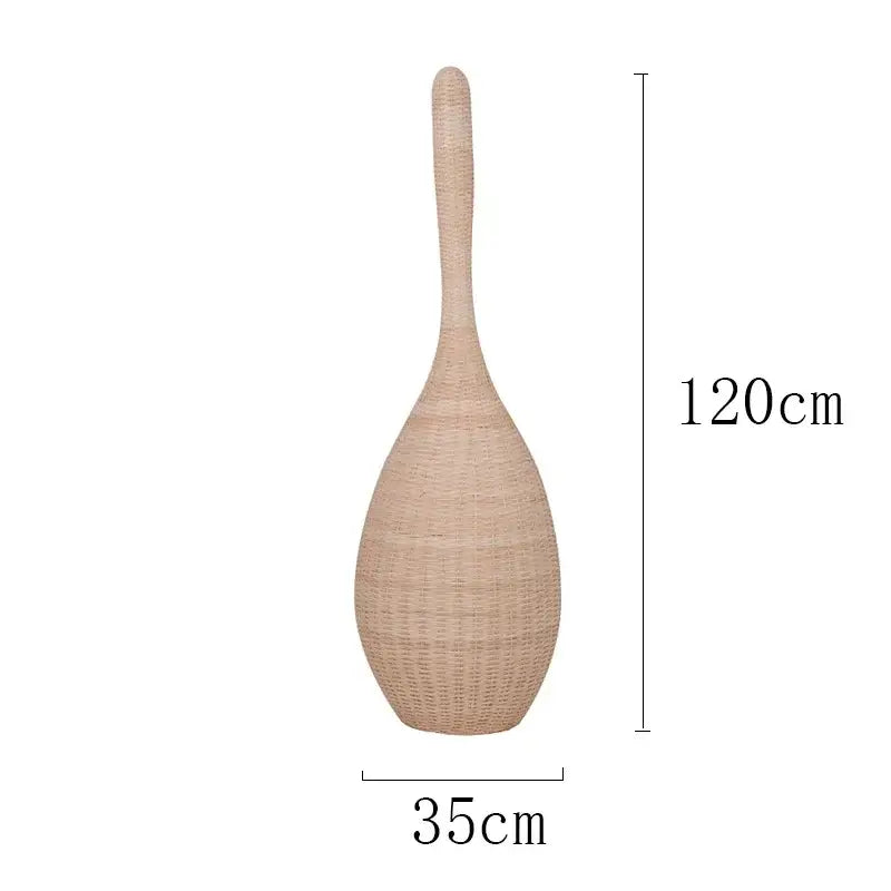Wicker dark brown bamboo floor lamp living room warm light decor