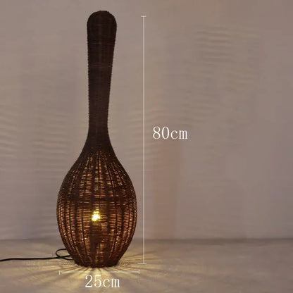 Wicker dark brown bamboo floor lamp living room warm light decor