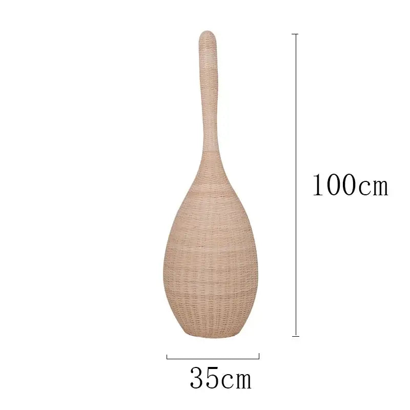 Wicker dark brown bamboo floor lamp living room warm light decor