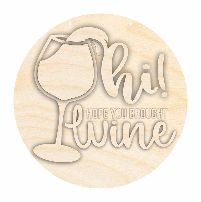 Unfinished Wood Wine Door Sign Kit | Wood Craft Cutouts | 1/4" Thick |