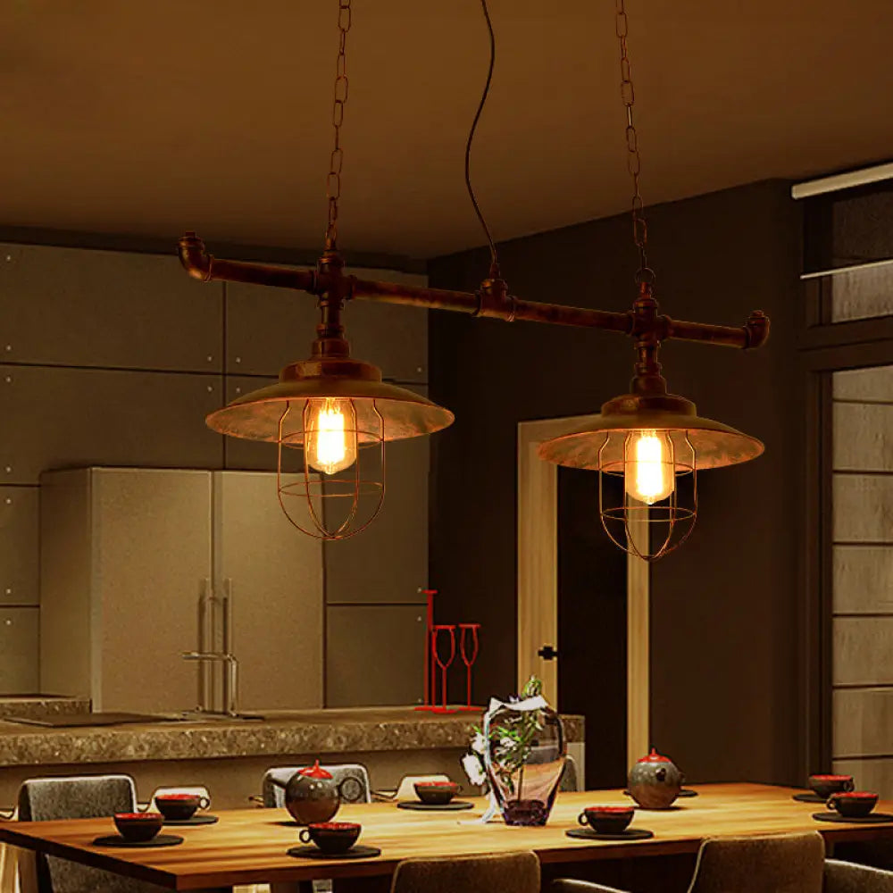 DecorBites™ Wire Guard Hanging Light with Pipe Design - 2-Light Weathered Copper Iron Island Lighting"

Note: While keeping the title concise for SEO purposes, it is important to maintain the essential product details in the improved title.