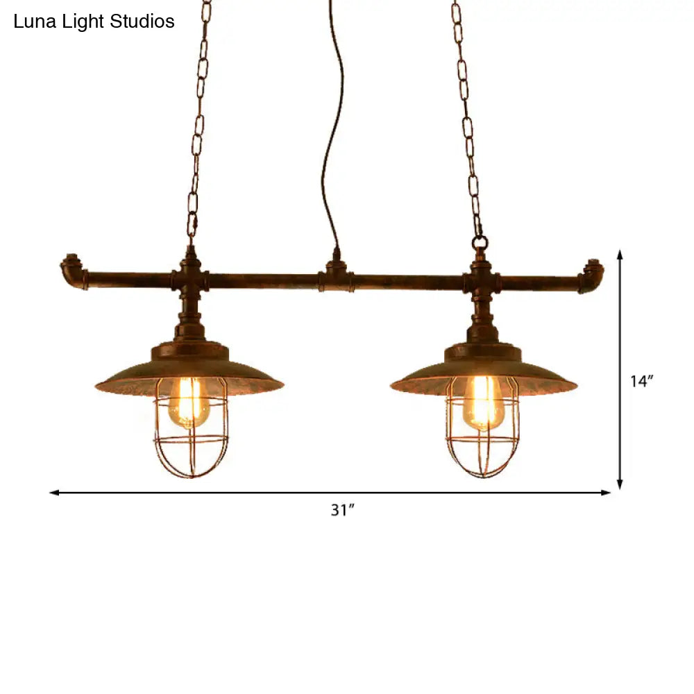 DecorBites™ Wire Guard Hanging Light with Pipe Design - 2-Light Weathered Copper Iron Island Lighting"

Note: While keeping the title concise for SEO purposes, it is important to maintain the essential product details in the improved title.