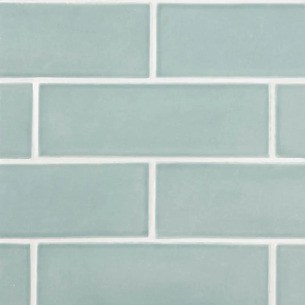 Sage Glossy Subway Ceramic Tiles 3x9