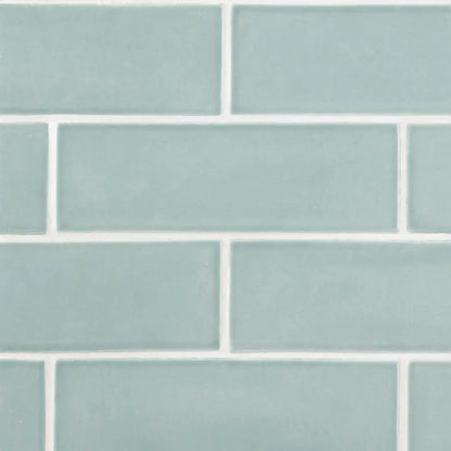 Sage Glossy Subway Ceramic Tiles 3x9