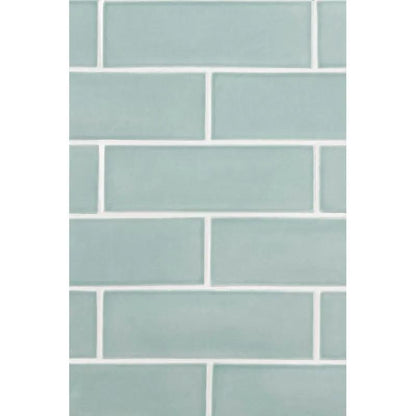 Sage Glossy Subway Ceramic Tiles 3x9