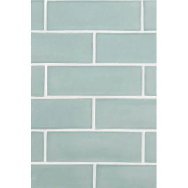 Sage Glossy Subway Ceramic Tiles 3x9