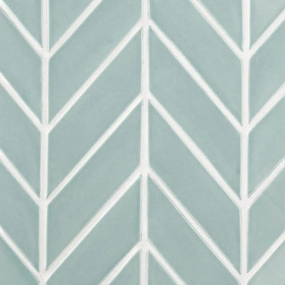 Sage Jade Glossy Chevron Ceramic Tiles 2x6