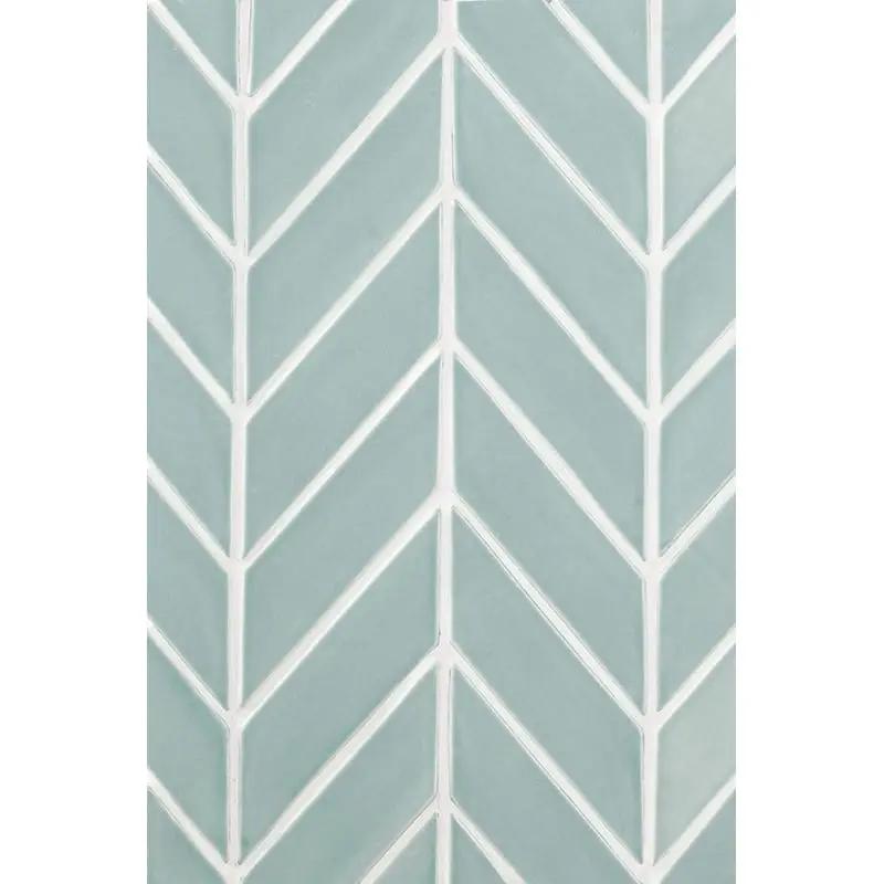 Sage Jade Glossy Chevron Ceramic Tiles 2x6