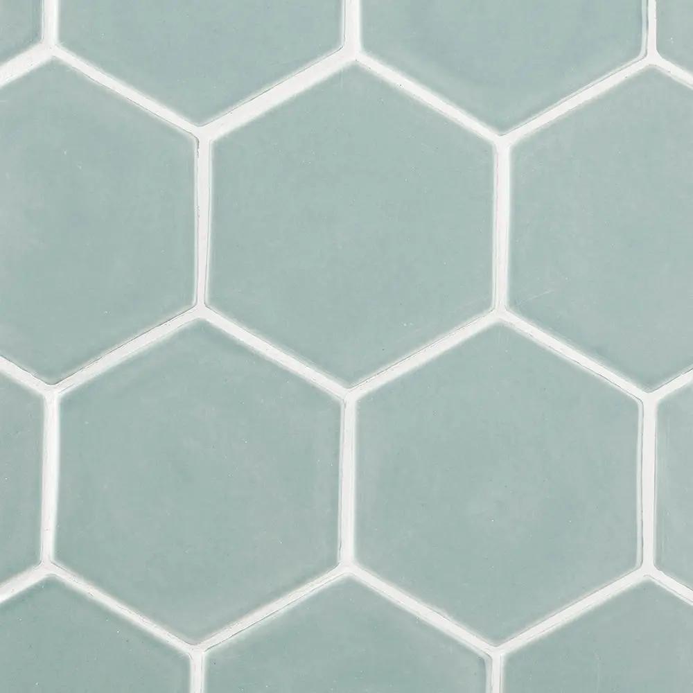 Sage Jade Glossy Hexagon 5 Ceramic Tiles 5