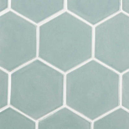 Sage Jade Glossy Hexagon 5 Ceramic Tiles 5