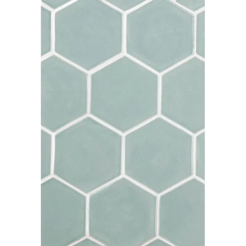Sage Jade Glossy Hexagon 5 Ceramic Tiles 5