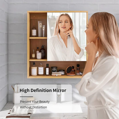 DecorBites™ Wood Medicine Cabinet with Mirror and Storage