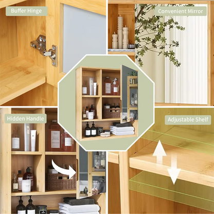 DecorBites™ Wood Medicine Cabinet with Mirror and Storage