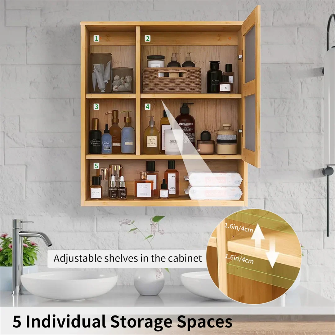 DecorBites™ Wood Medicine Cabinet with Mirror and Storage