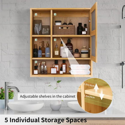 DecorBites™ Wood Medicine Cabinet with Mirror and Storage