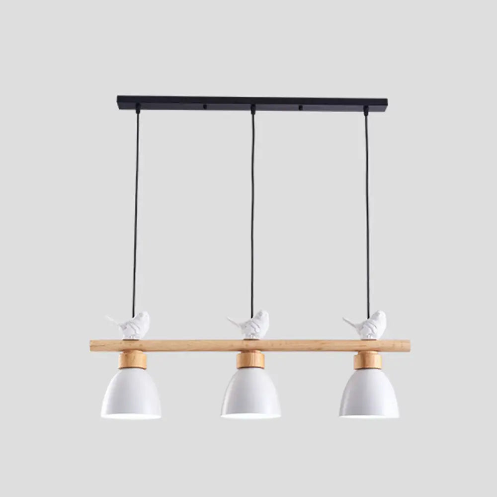 DecorBites™ Wood & Metal Macaron Bowl Pendant Light with 3 Lights for Island, Electric Socket