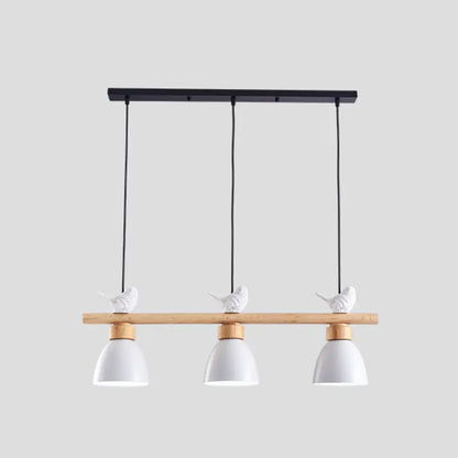 DecorBites™ Wood & Metal Macaron Bowl Pendant Light with 3 Lights for Island, Electric Socket